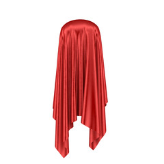 Something covered with red silk cloth on white background. 3D renderings