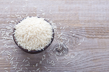 rice on a wooden background