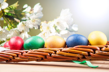 Easter colored eggs and Easter Caroling
