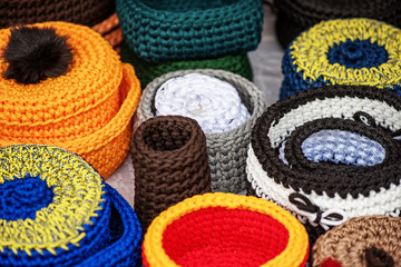 Famous handicraft mart Kaziukas in Vilnius, Lithuania:  homemade souvenirs from ropes
