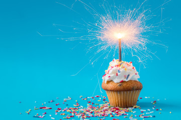 Birthday Cupcake with a sparkler - 139484297