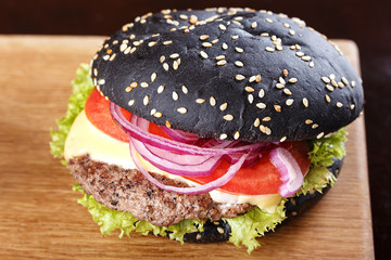 black burger on the board
