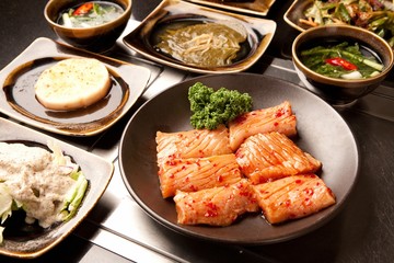 fresh beef tripe. This table is korean style.