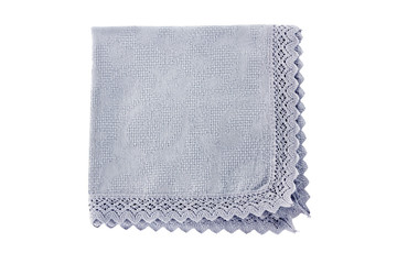 Blue cotton napkin on white