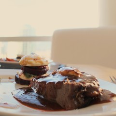 Closeup of home cooked prime rib