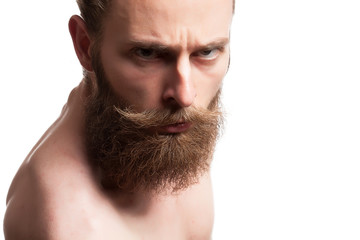 Cool bearded guy on white background