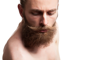 Obraz premium Cool bearded guy on white background