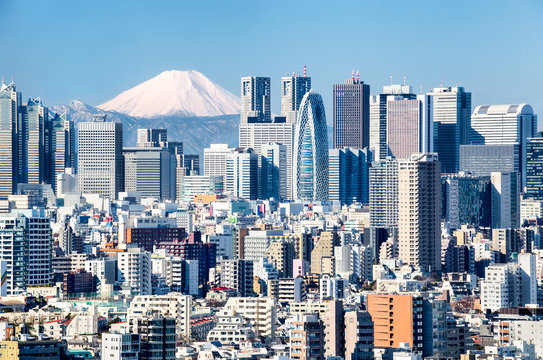 Fototapeta Tokyo mit Fuji im Hintergrund