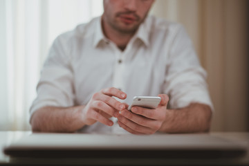 Man is searching on smart phone