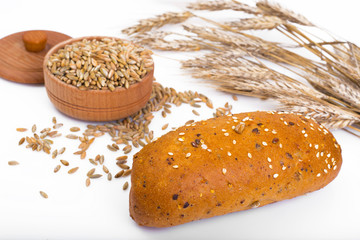 Wheat rye bread with flax seeds, chia, sesame