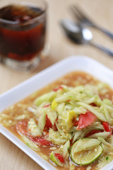 cucumber salad of somtum in Thai food.
