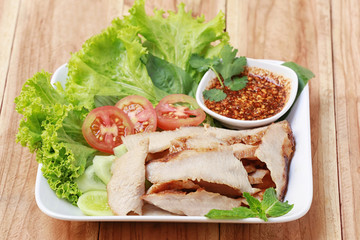 Roasted pork of Thai foods style.