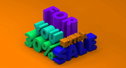 Fototapeta premium 3d rendering of the text 30% extra sales
