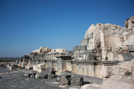Greek Roman city Gadara Umm Qais in Jordan Middle East