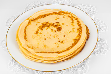 Thin pancakes with milk