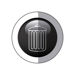 sticker black circular frame with trash container icon vector illustration