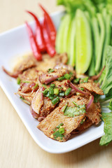 Roasted pork spicy salad of Thai foods style.