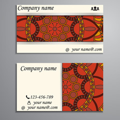 Fototapeta premium Visiting card and business card set with mandala design element logo. Abstract oriental Layout. Front page and back page