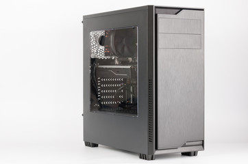 Midi tower computer case with transparent acryl side