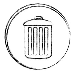 blurred silhouette circular frame with trash bin icon vector illustration