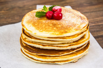 Tasty Pancake with cranberries and honey
