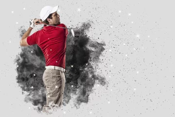 Photo sur Plexiglas Golf Golf Player coming out of a blast of smoke