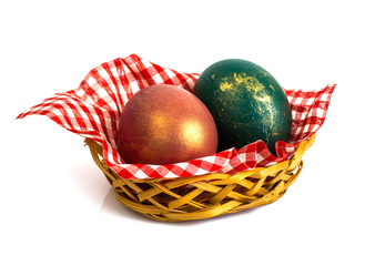 Easter attributes on a white background