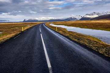 Beautiful ladnscape of highway at Iceland , near village Vik, South Iceland