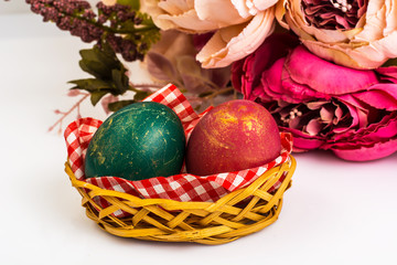 Easter attributes on a white background