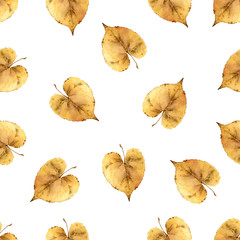 Naklejka premium Autumn seamless pattern with yellow leaves