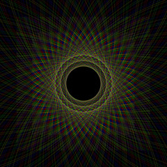 Endless lines and circles. Fractal from leaving following neon lines

