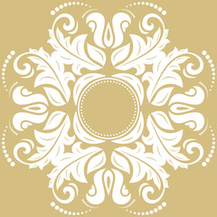 Elegant vector white ornament in classic style. Abstract traditional pattern with oriental elements, Classic vintage pattern
