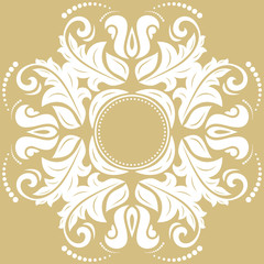 Elegant vector white ornament in classic style. Abstract traditional pattern with oriental elements, Classic vintage pattern