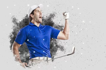 Papier Peint photo Golf Golf Player coming out of a blast of smoke