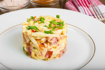 Seafood. Salad with squid