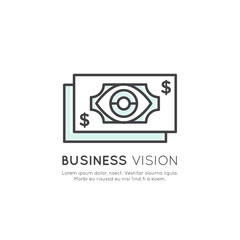 Vector Icon Style Illustration of Business Vision, Professional Look, Management Process, Finance Job, Marketing Skill, Isolated Minimalistic Object