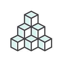 Vector Icon Style Illustration of 3D Low poly Model of Cube Figure, Isolated Minimalistic Object