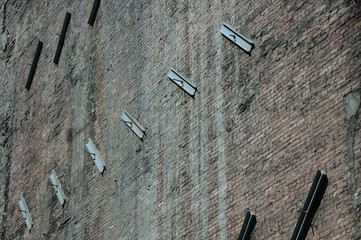 Brick wall with metal