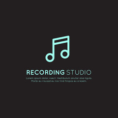Simple Vector Icon Style Music Logo. Recording Studio Labels. Podcast and Radio Badge with Sample Text