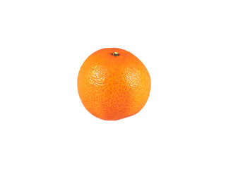 Organic ripe single orange mandarine isolated on white background.