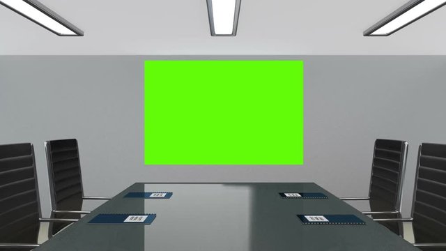 Meeting room with green screen