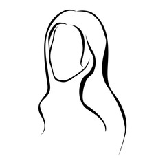 sketch female faceless silhouette with long hairstyle vector illustration
