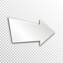 Empty white paper plate base for text. Simple arrow form card on transparent background