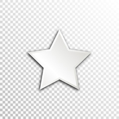 Fototapeta premium Empty white paper plate base for text. Simple star form card on transparent background