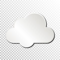 Empty white paper plate base for text. Simple cloud form card on transparent background
