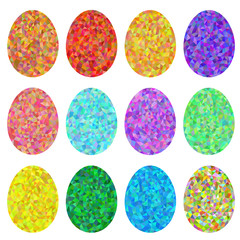 Colourful geometric mosaic design set with eggs. Vector illustration.