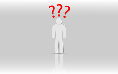 eps 10 vector corporate life icon. Confused person silhouette isolated on white background. Social problems icon. Flat style society member icon. Business work activity. Office staff icon flat design