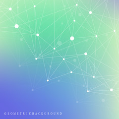 Geometric graphic background molecule and communication. Big data complex with compounds. Perspective backdrop. Minimal array. Digital data visualization. Scientific cybernetic vector illustration.