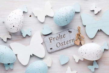 Foto op Plexiglas Easter decorations on a beautiful background. Greeting Card. © gitusik