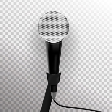 Vector realistic microphone on the transparent background.